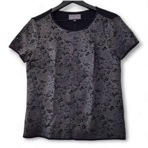 PJK Patterson J. Kincaid Short Sleeve Leather Top Womens Size Small